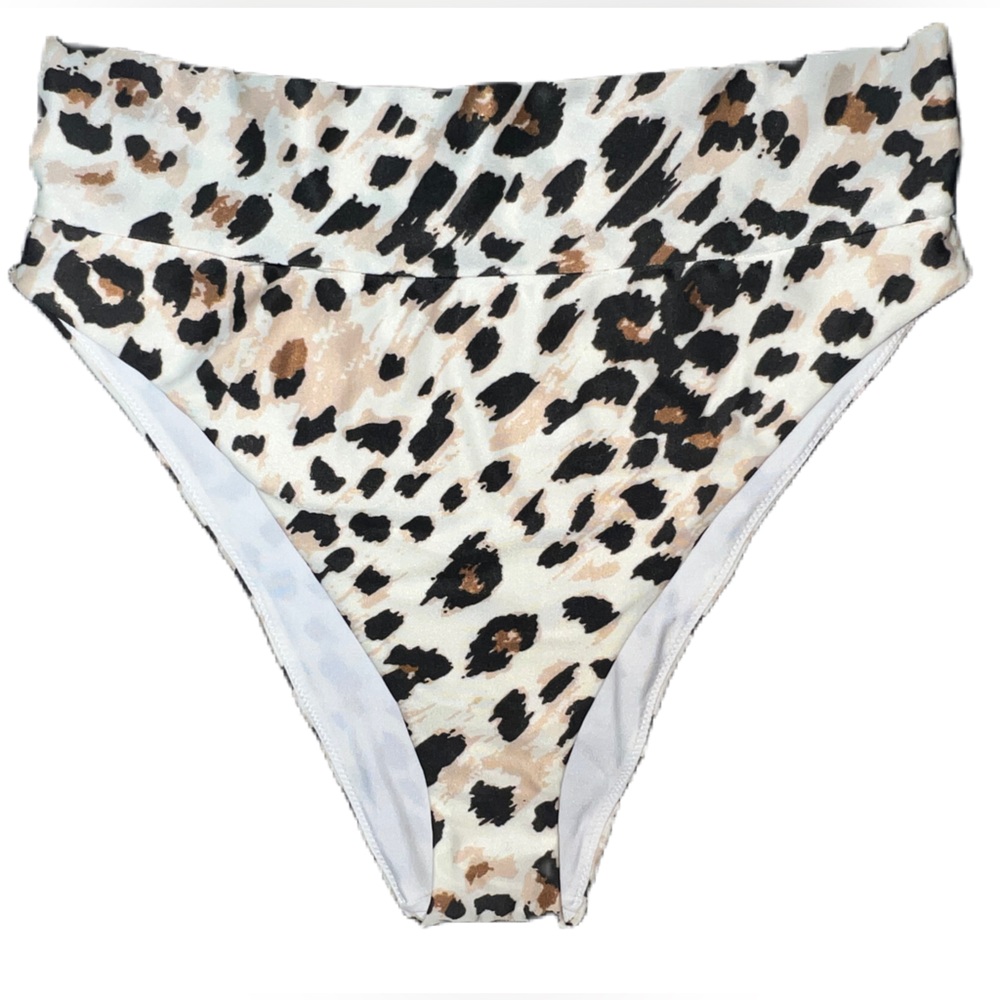 Aerie High Cut Cheeky Leopard Print Bikini Bottom Size Large
